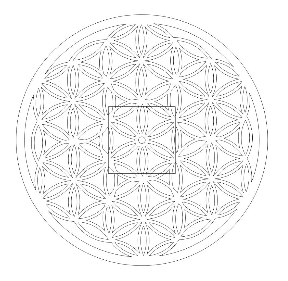 Laser Cut Wooden Flower of Life Wall Clock