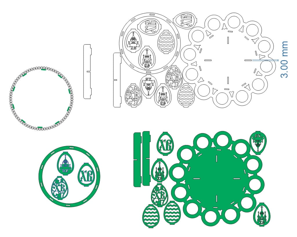 Wooden Circular Easter Basket with Multi Slot Egg Holder Laser Cut File