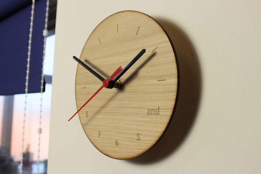 Laser Cut Minimalist Wooden Wall Clock