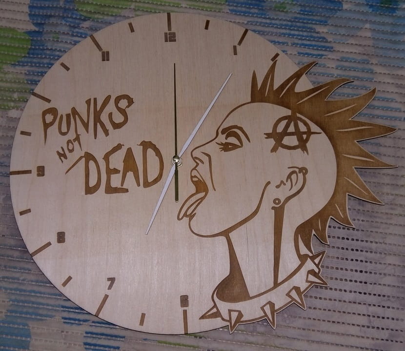 Laser Cut Punks Not Dead Wooden Wall Clock