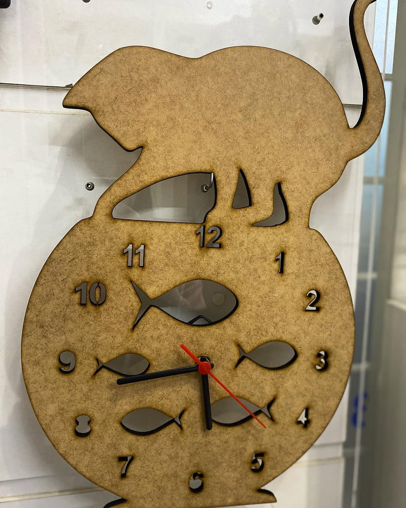 Laser Cut Naughty Cat Fish Tank Wall Clock