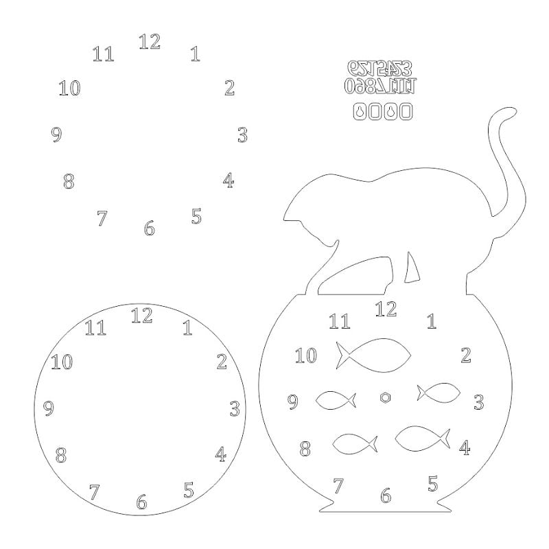 Laser Cut Naughty Cat Fish Tank Wall Clock