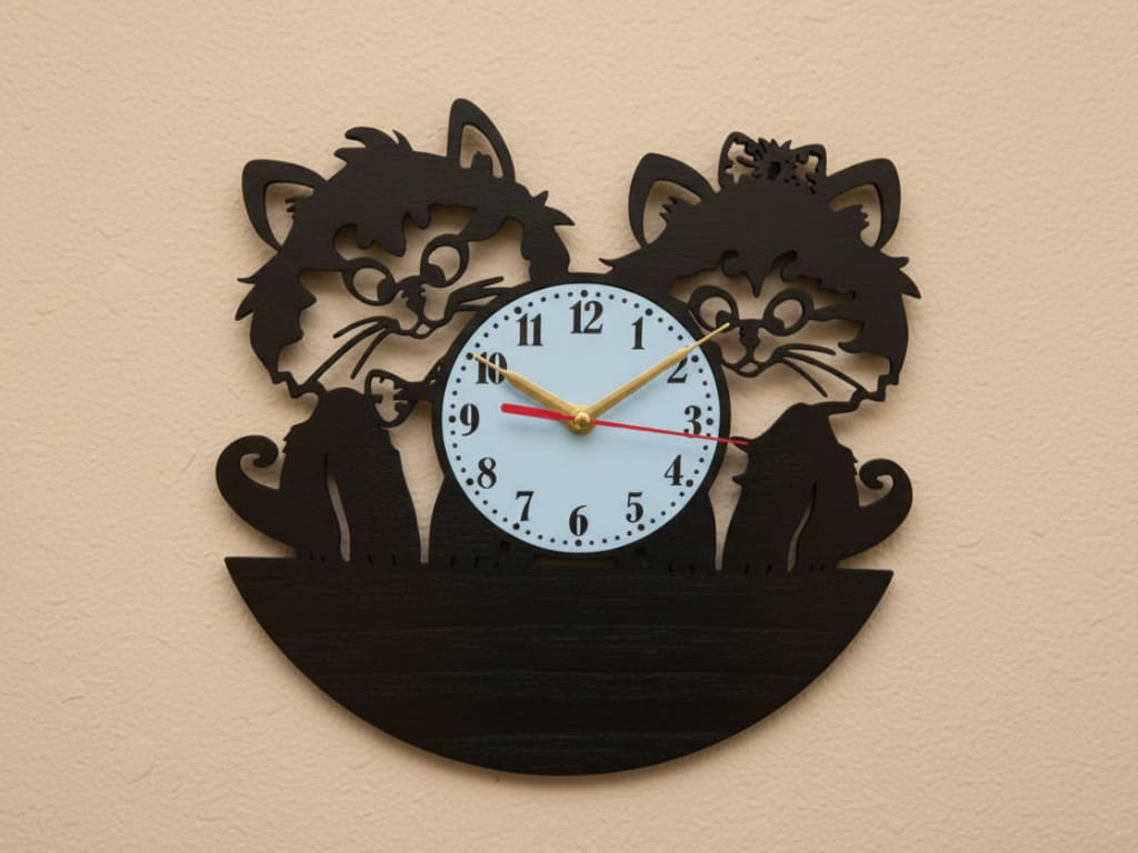 Laser Cut Cute Cats Wall Clock