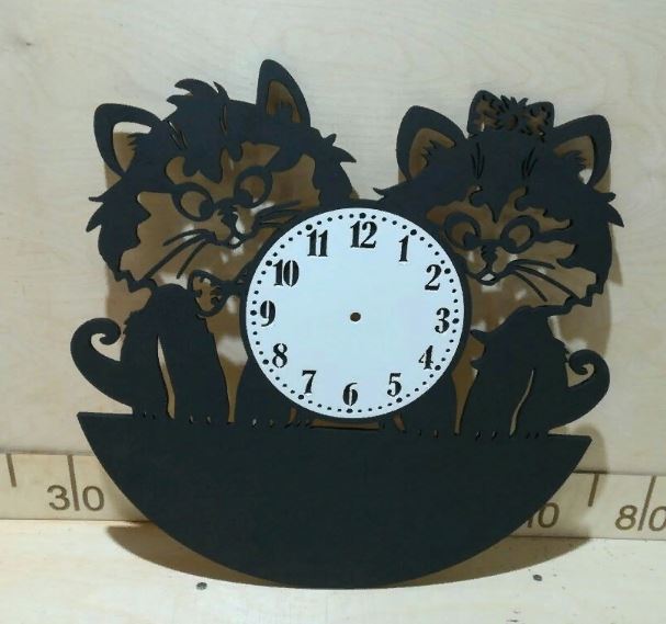 Laser Cut Cute Cats Wall Clock