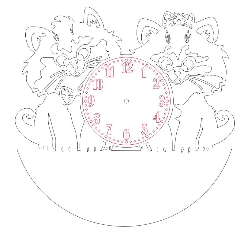 Laser Cut Cute Cats Wall Clock
