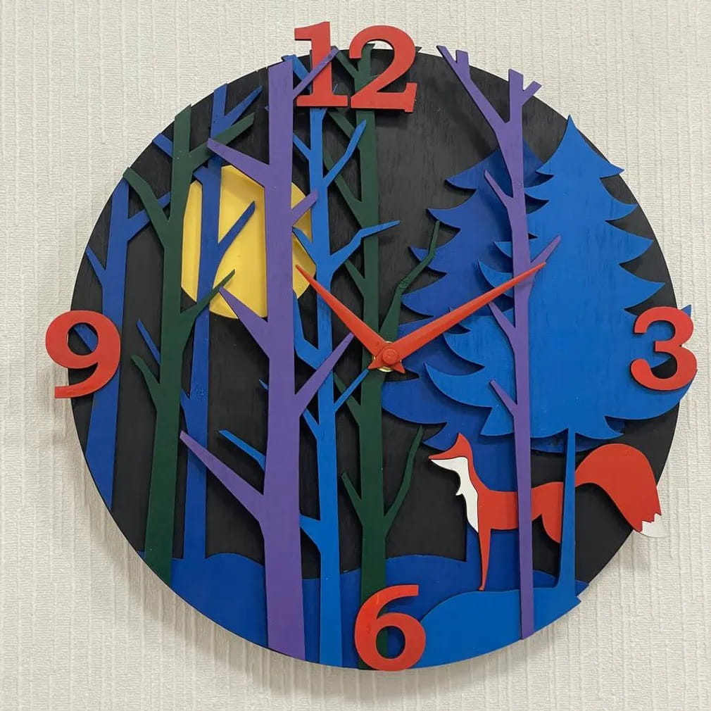 Laser Cut Forest Fox Multilayer Wall Clock