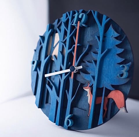 Laser Cut Forest Fox Multilayer Wall Clock
