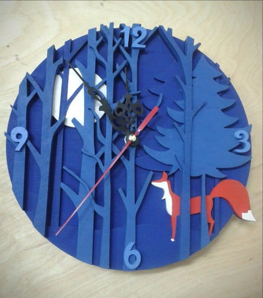 Laser Cut Forest Fox Multilayer Wall Clock
