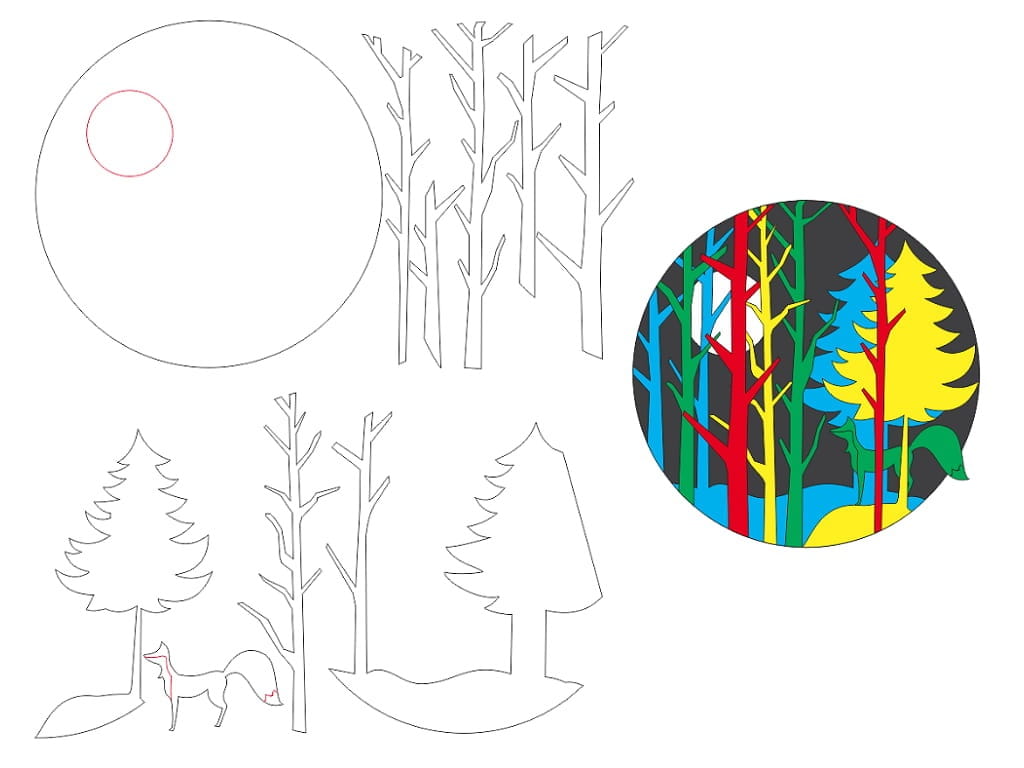 Laser Cut Forest Fox Multilayer Wall Clock