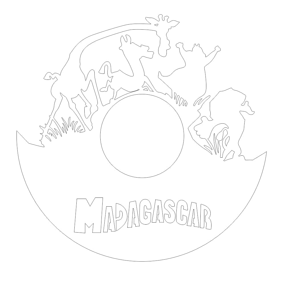 Laser Cut Madagascar Theme Vinyl Clock