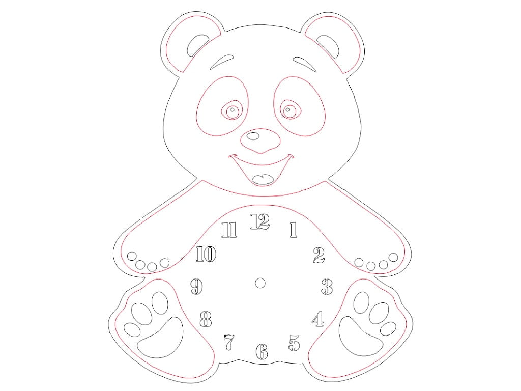 Laser Cut Wooden Teddy Bear Wall Clock for Kids Room Decor