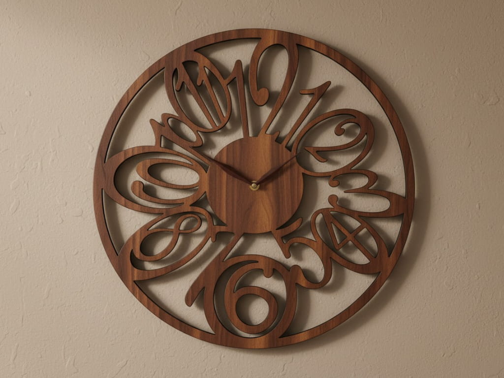 Laser Cut Wooden Big Numbers Wall Clock