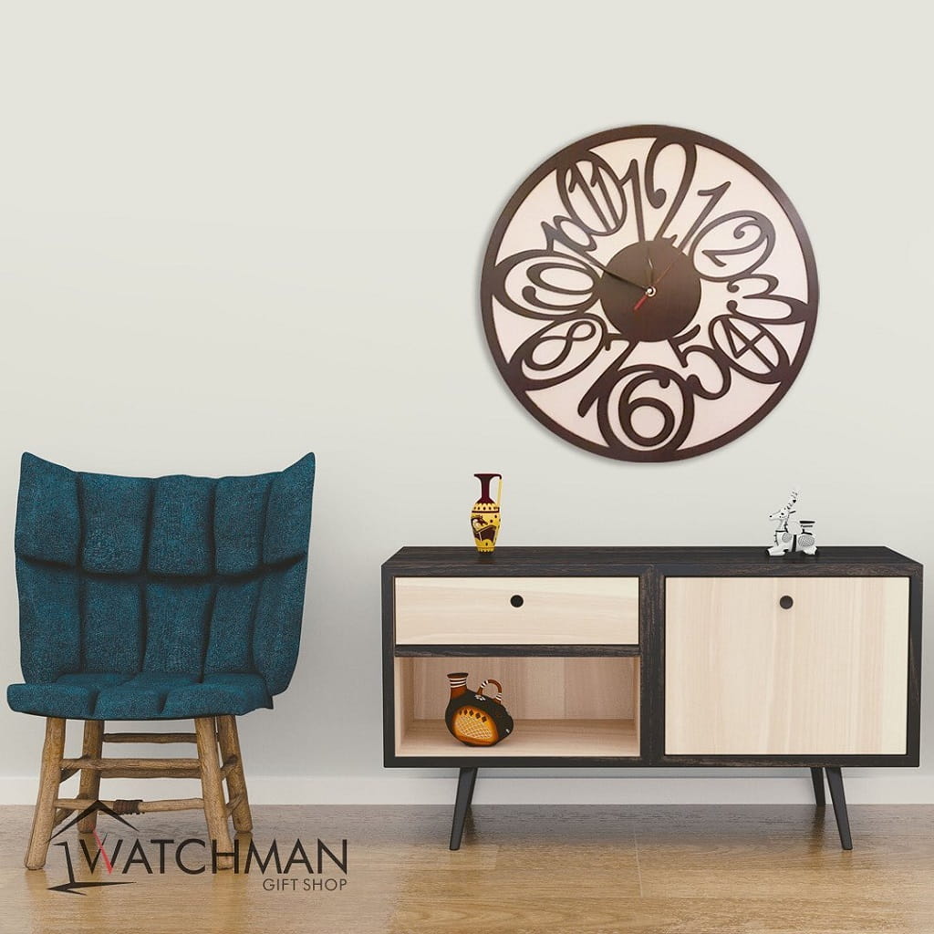 Laser Cut Wooden Big Numbers Wall Clock