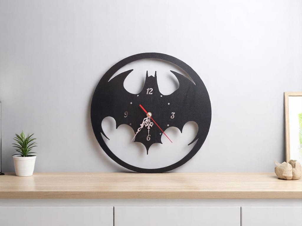 Laser Cut Wooden Batman Superhero Wall Clock