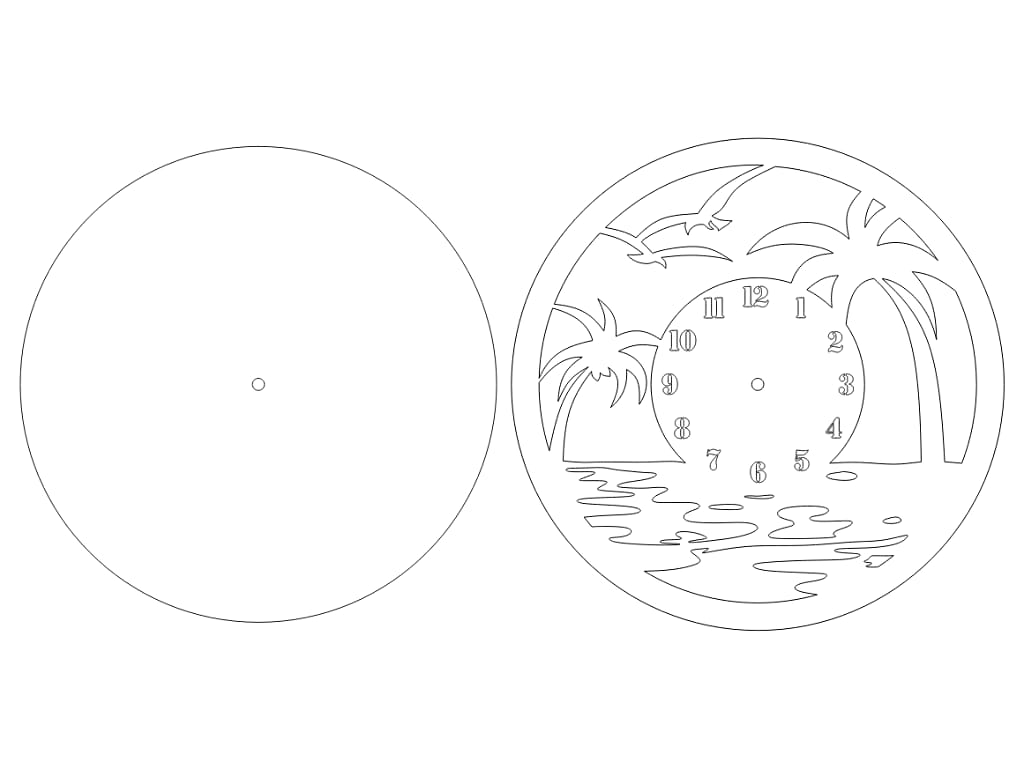 Laser Cut Layered Tropical Beach Sunset Wall Clock