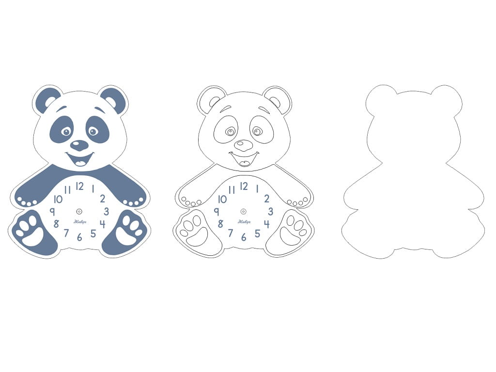Laser Cut Wooden Panda Wall Clock for Kids Room