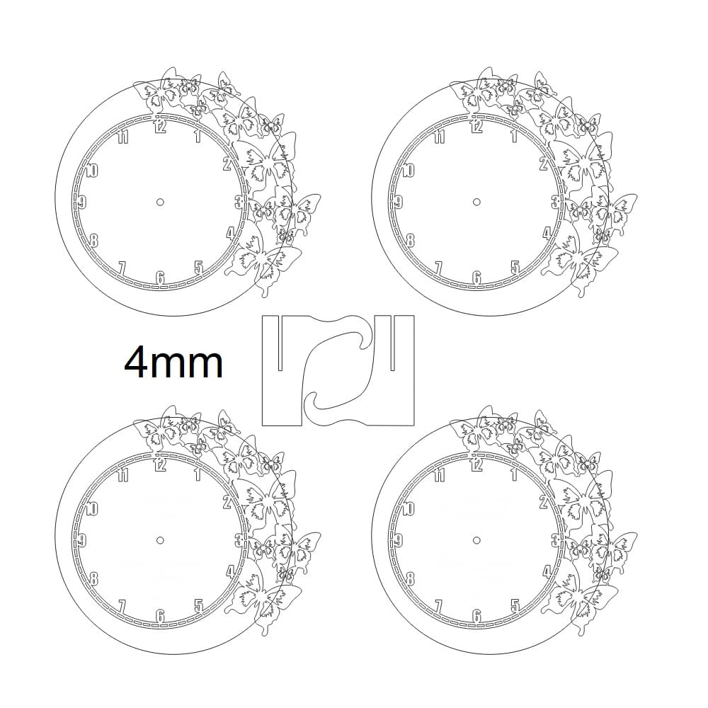 Laser Cut Butterfly Clock with Stand