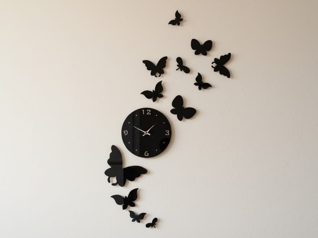 Laser Cut Butterfly Themed Wall Clock for Home Decor