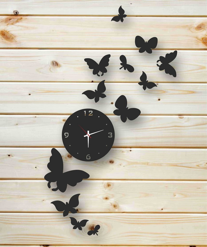 Laser Cut Butterfly Themed Wall Clock for Home Decor