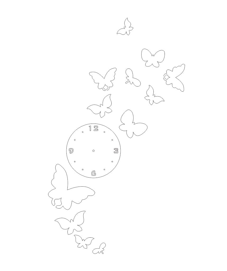 Laser Cut Butterfly Themed Wall Clock for Home Decor