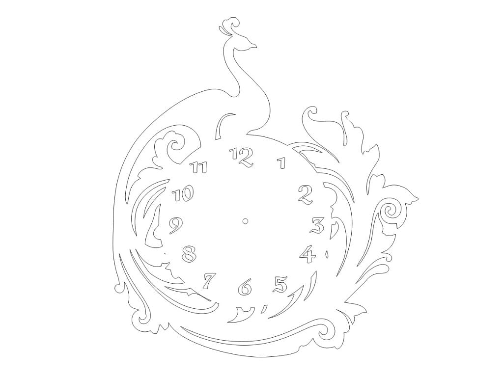 Laser Cut Decorative Peacock Wall Clock