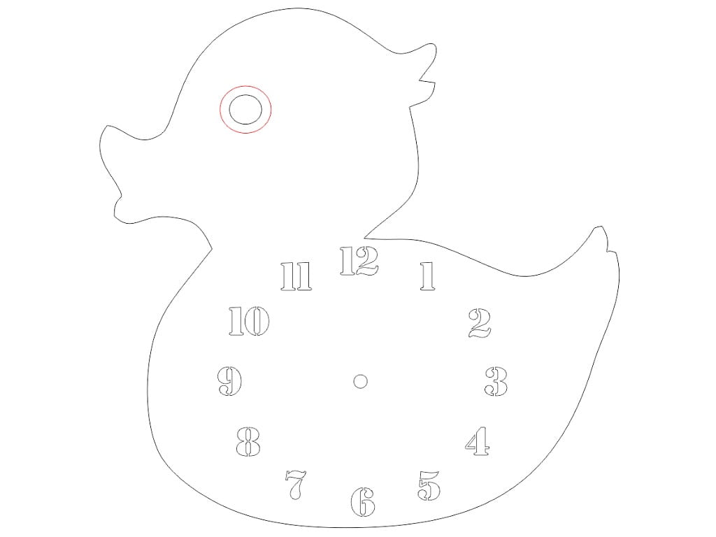 Laser Cut Duck Shaped Wooden Wall Clock for Kids Room