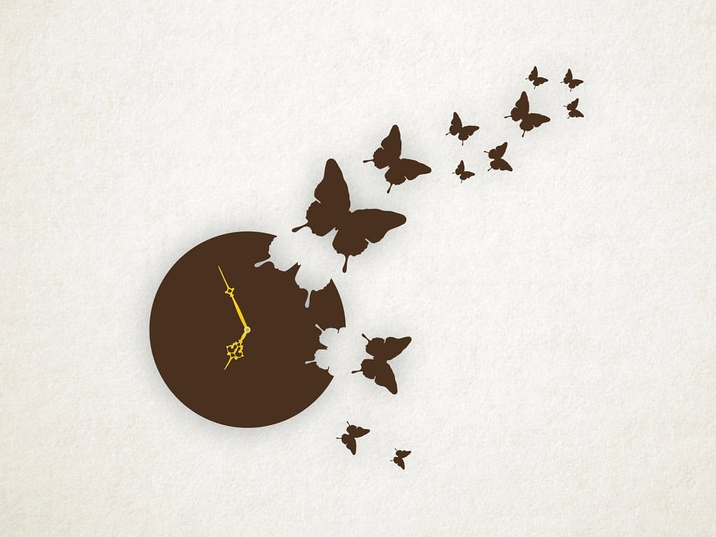 Laser Cut Wooden Flying Butterfly Wall Clock