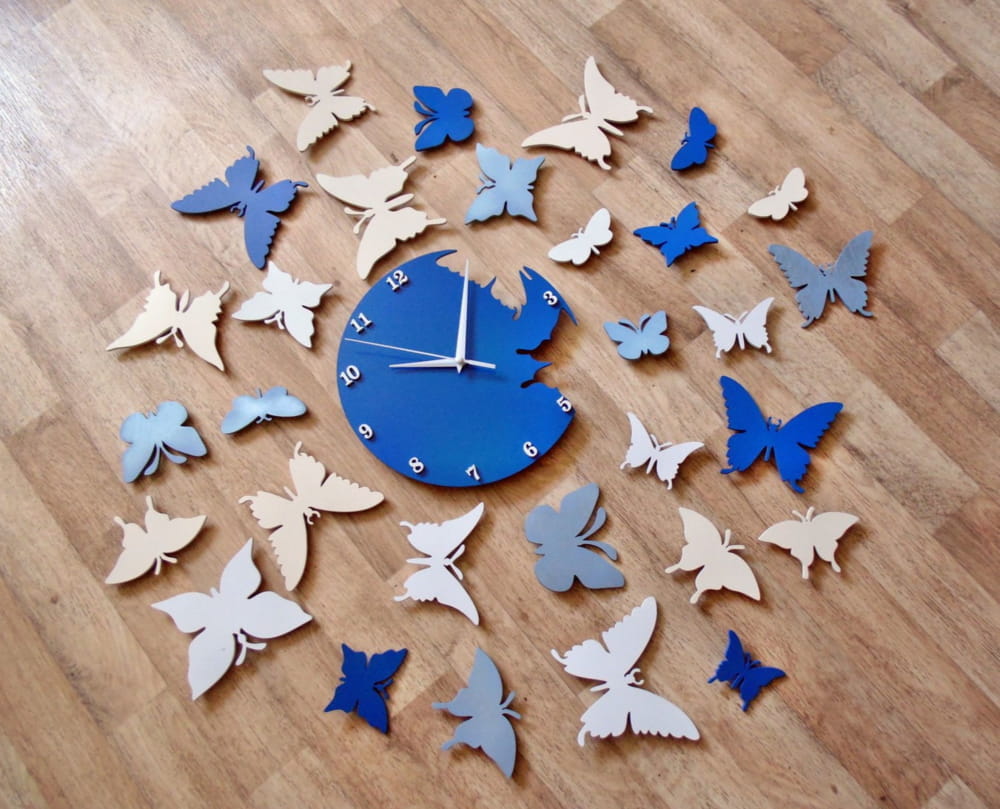 Laser Cut Butterfly Wall Clock Decorative Wall Art