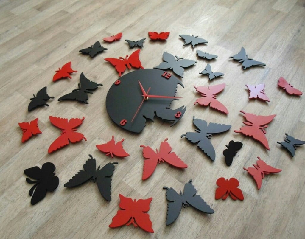 Laser Cut Butterfly Wall Clock Decorative Wall Art