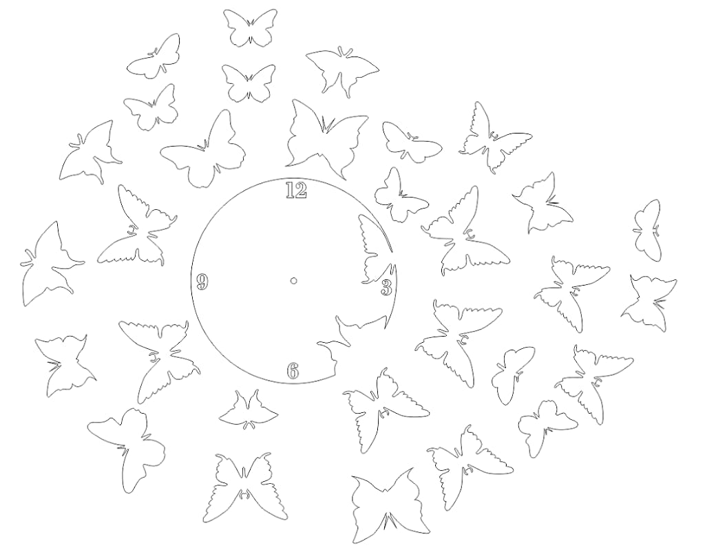 Laser Cut Butterfly Wall Clock Decorative Wall Art