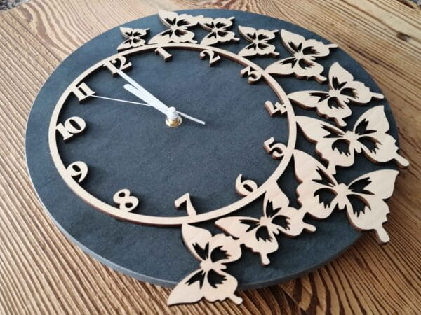 Laser Cut Decorative Wooden Butterflies Wall Clock