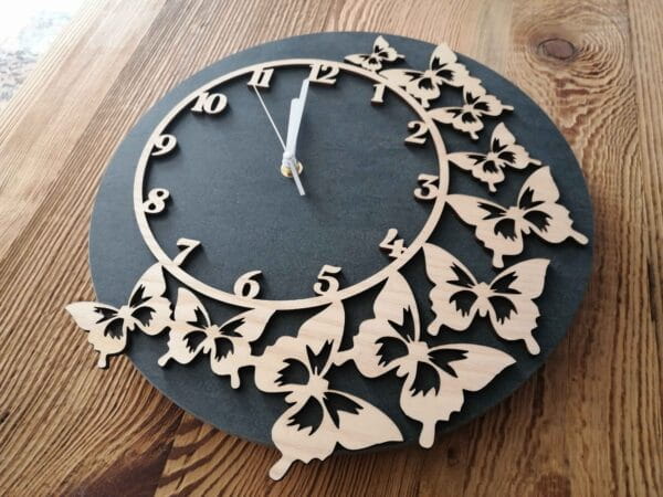 Laser Cut Decorative Wooden Butterflies Wall Clock