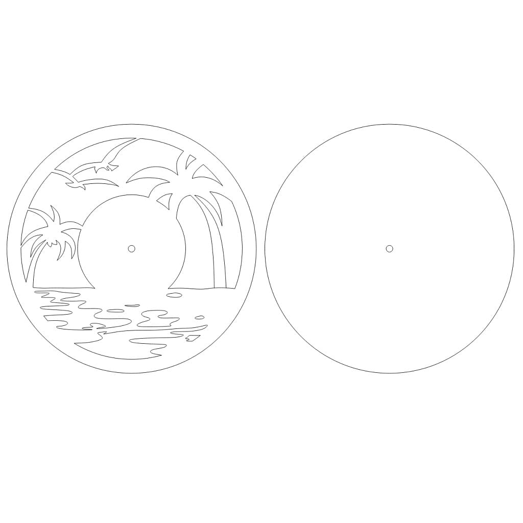 Laser Cut Beach Wall Clock Double Layer Design CDR SVG File Free ...
