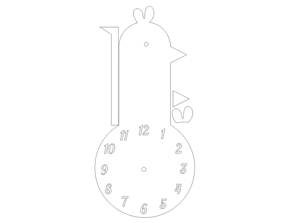 Laser Cut Wooden Duckling Pendulum Wall Clock