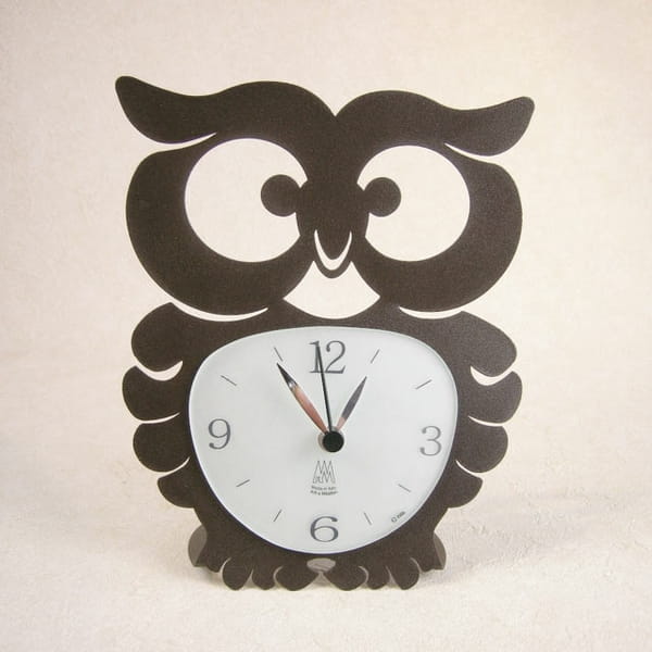 Laser Cut Owl Shaped Wall Clock for Kids Room