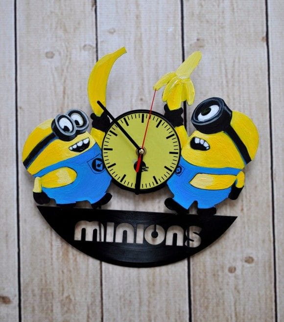 Laser Cut Minions Banana Wall Clock
