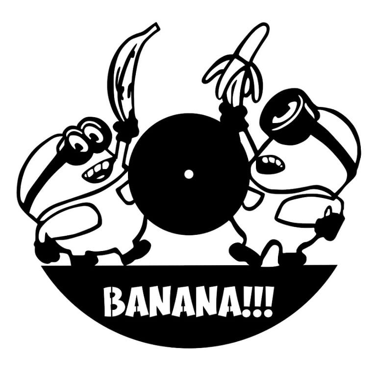 Laser Cut Minions Banana Wall Clock