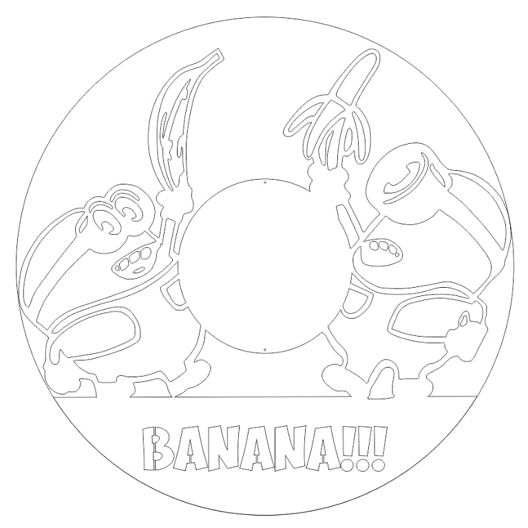 Laser Cut Minions Banana Wall Clock