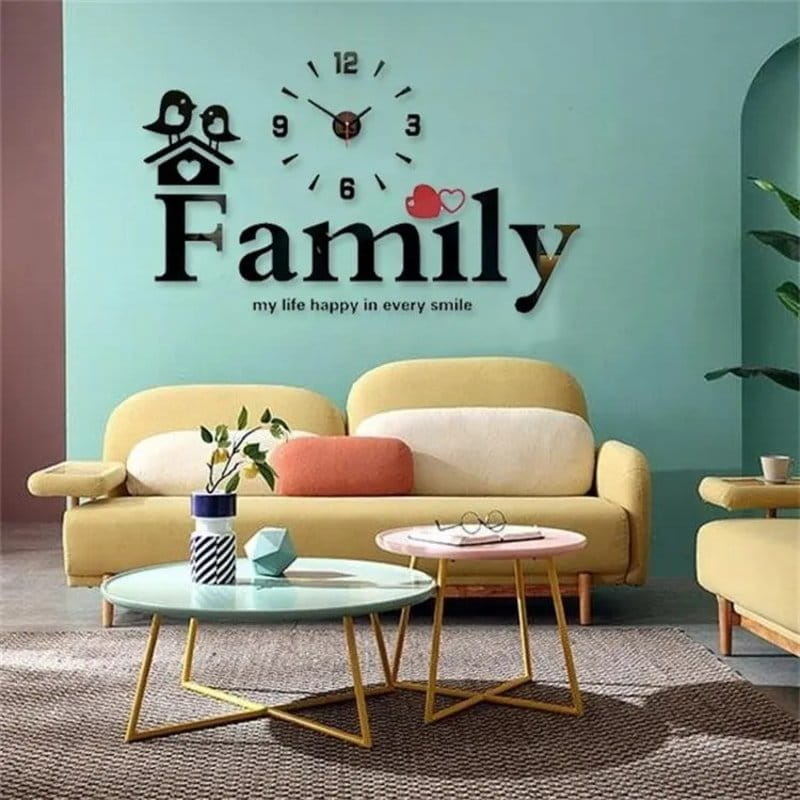 Laser Cut Family Wall Clock Creative Decor Design