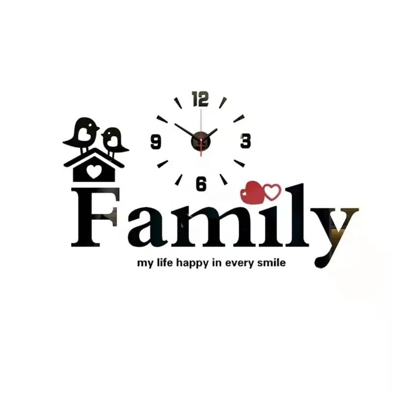 Laser Cut Family Wall Clock Creative Decor Design