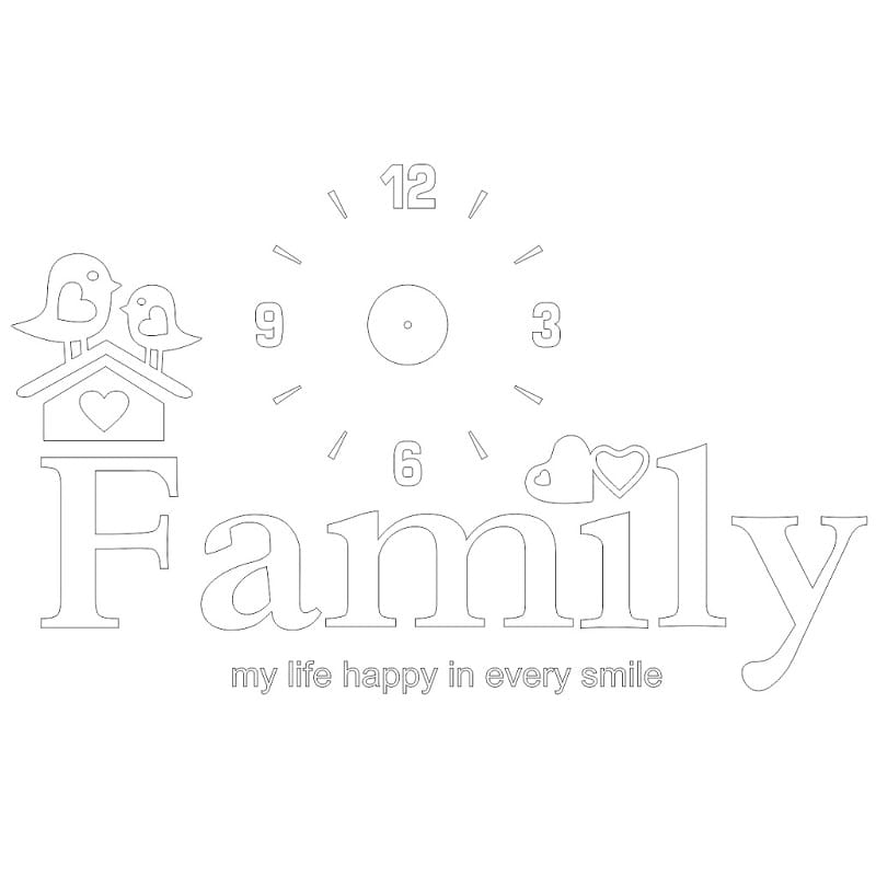 Laser Cut Family Wall Clock Creative Decor Design