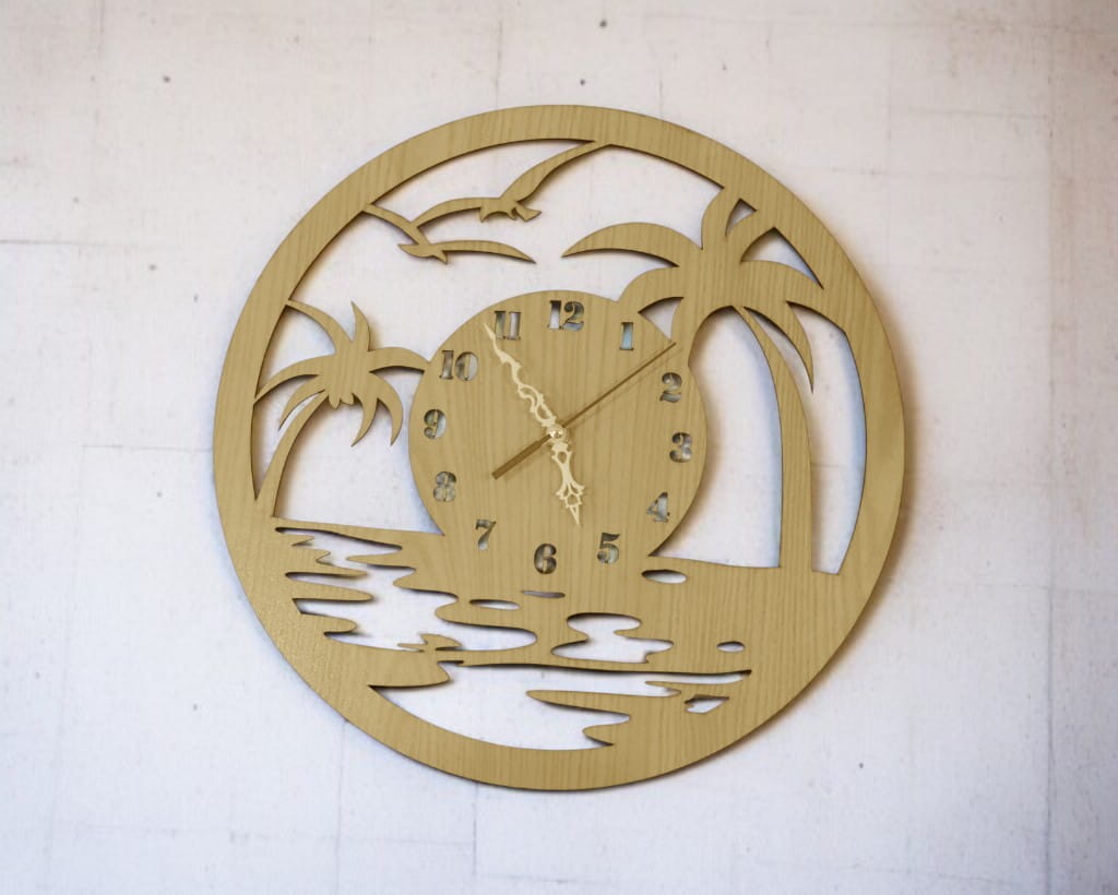Laser Cut Beach Themed Wooden Wall Clock