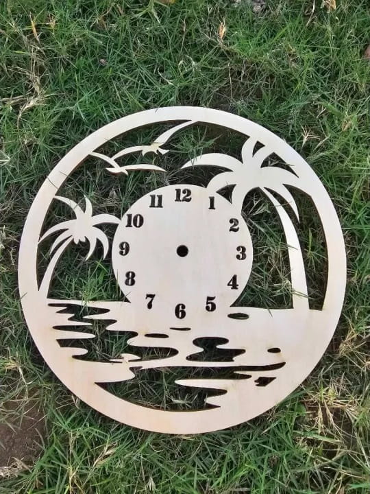Laser Cut Beach Themed Wooden Wall Clock