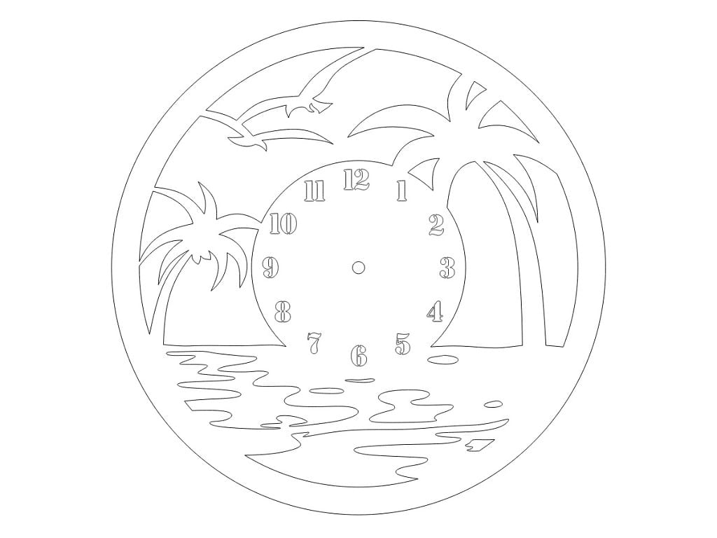 Laser Cut Beach Themed Wooden Wall Clock