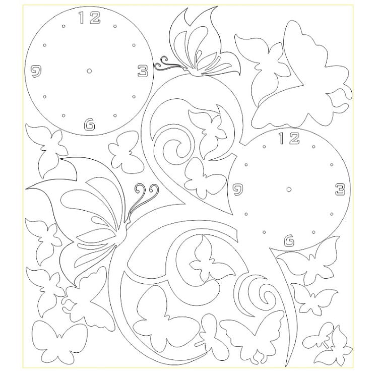 Laser Cut Butterfly and Flower Decorative Wall Clock
