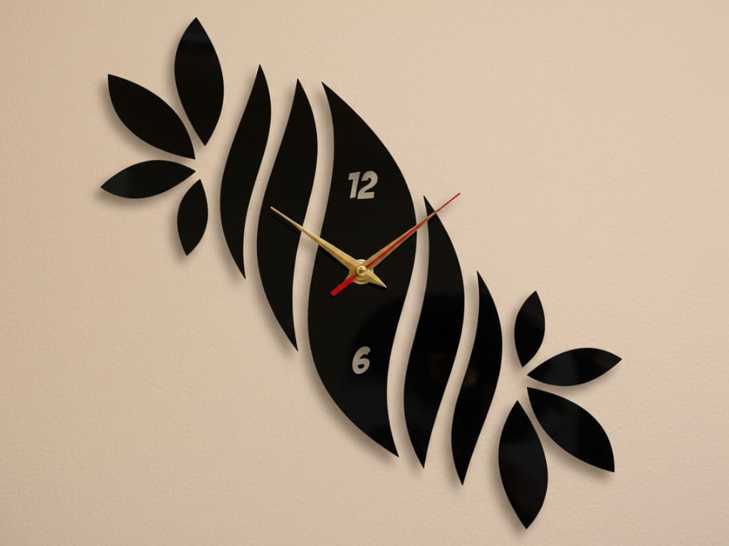 Laser Cut 3D Modern Leaves Style Wall Clock