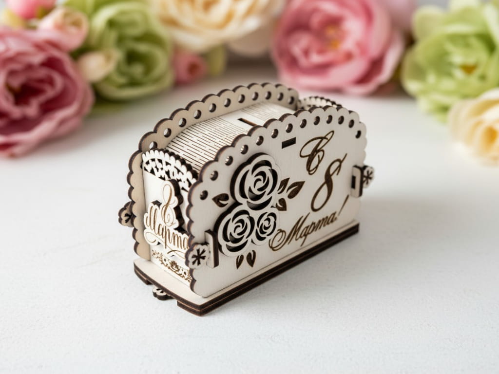 Laser Cut Wooden Money Box for Womens Day