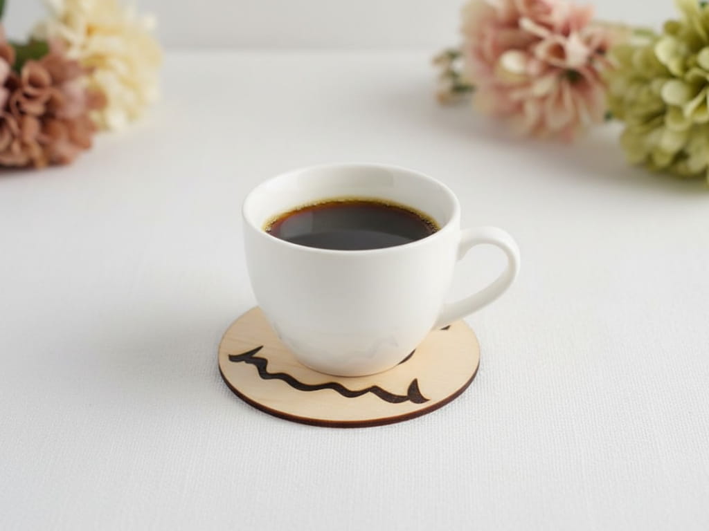 Laser Cut Wooden Smiley Face Emoji Coaster