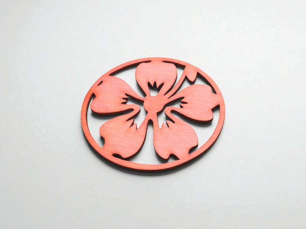Laser Cut Wooden Hibiscus Flower Coaster