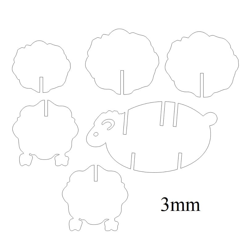 Laser Cut Sheep Drink Coaster Set with Holder